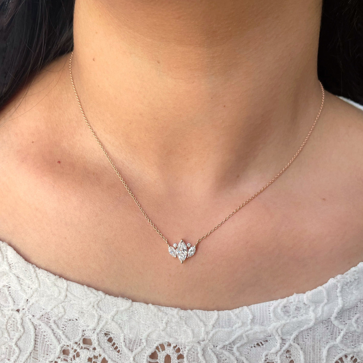 1.5 TCW Marquise Lab Grown Diamond Multi Stone Necklace