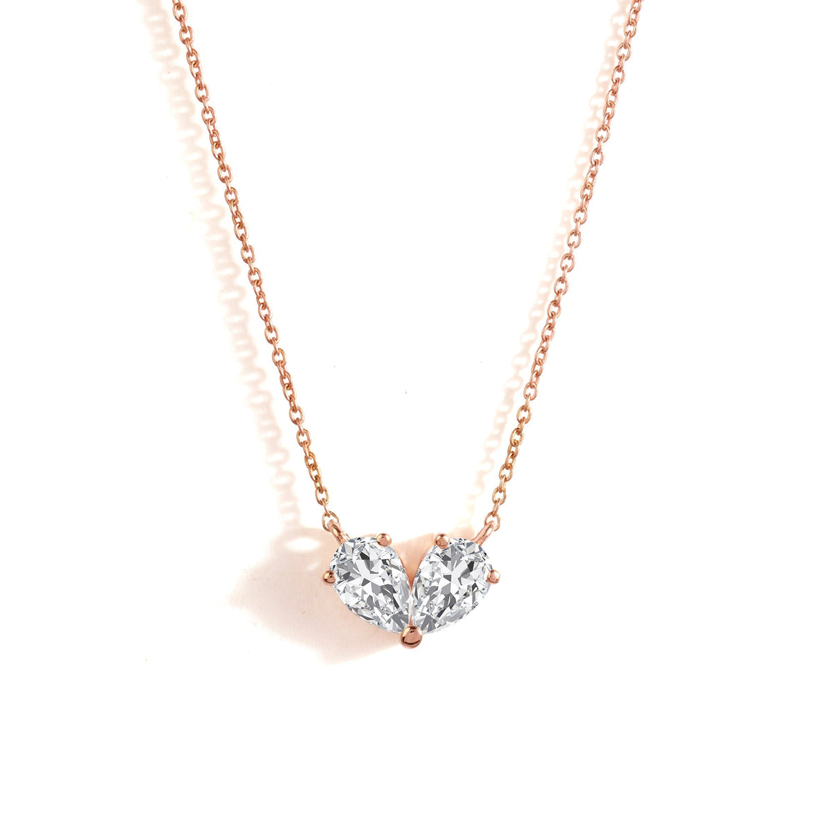 2 TCW Pear Lab Grown Diamond Two Stone Necklace