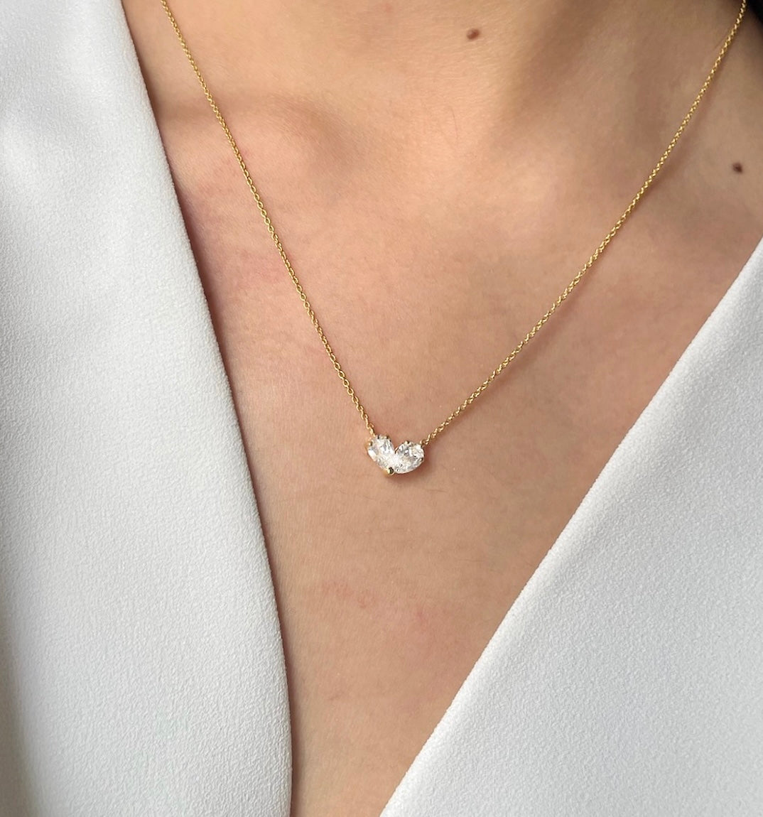 2 TCW Pear Lab Grown Diamond Two Stone Necklace