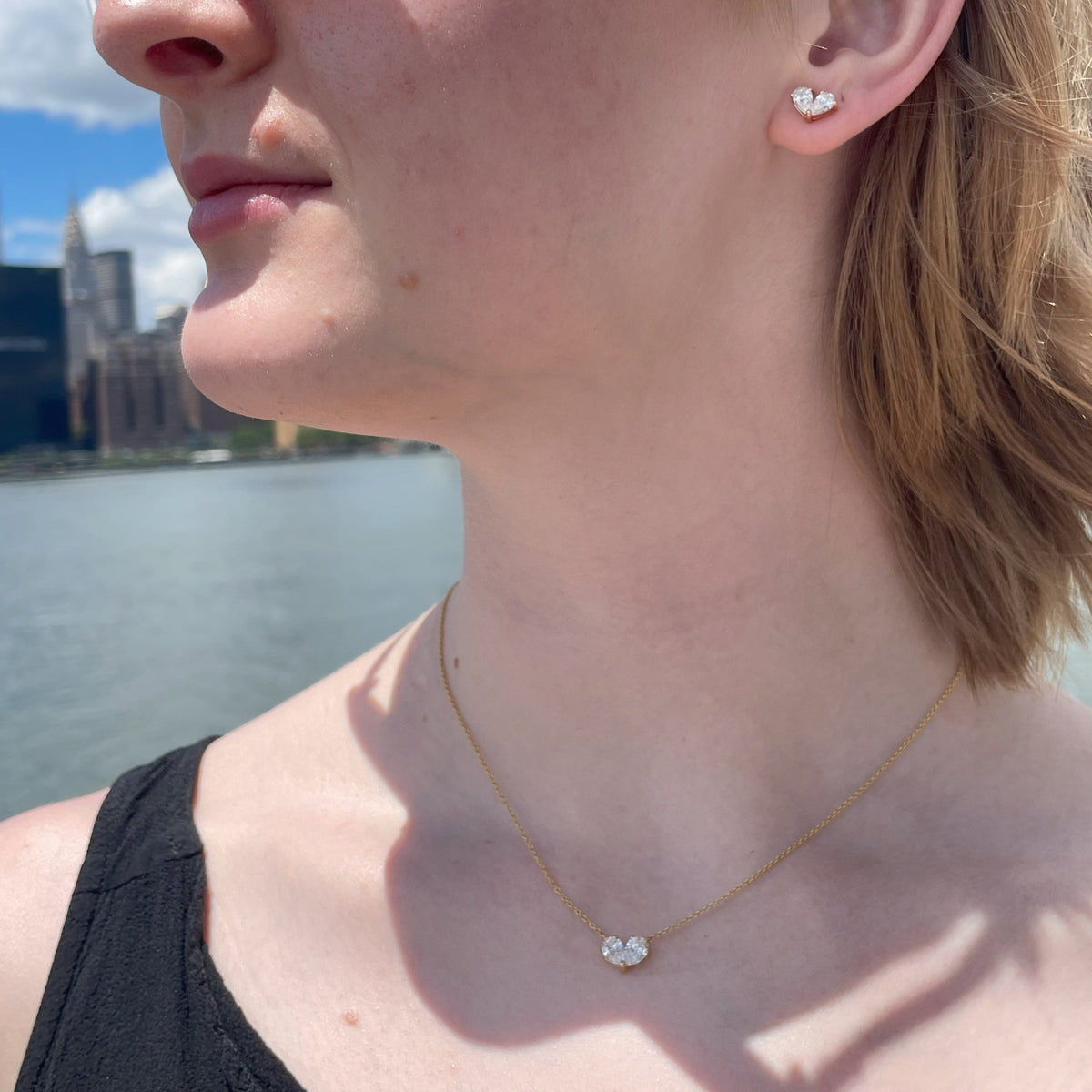 2 TCW Pear Lab Grown Diamond Two Stone Necklace