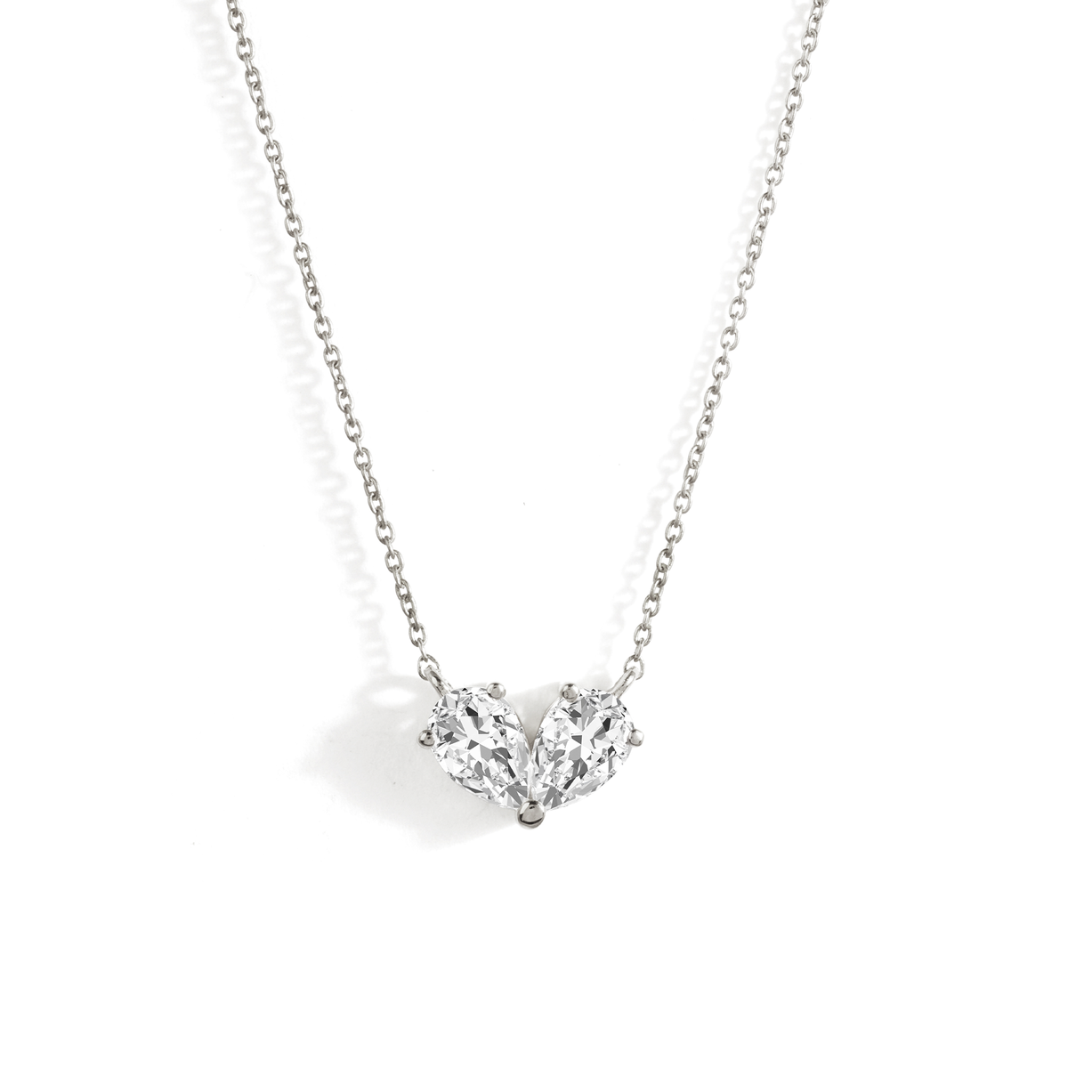 2 TCW Pear Lab Grown Diamond Two Stone Necklace