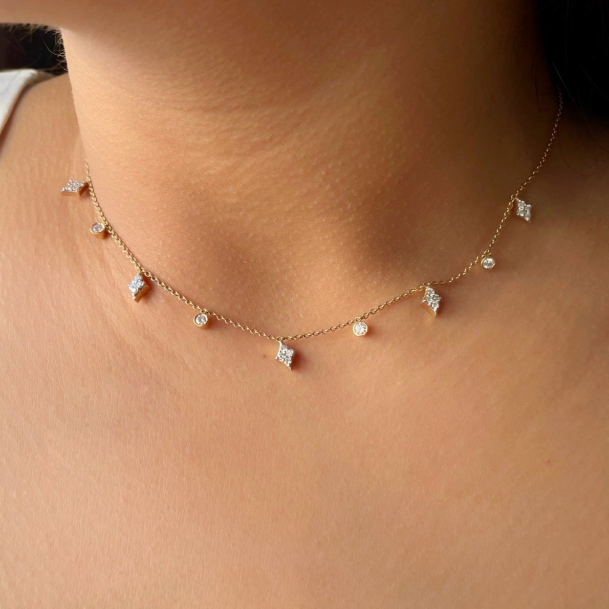 1 TCW Round Lab Grown Diamond Multiple Stone Necklace