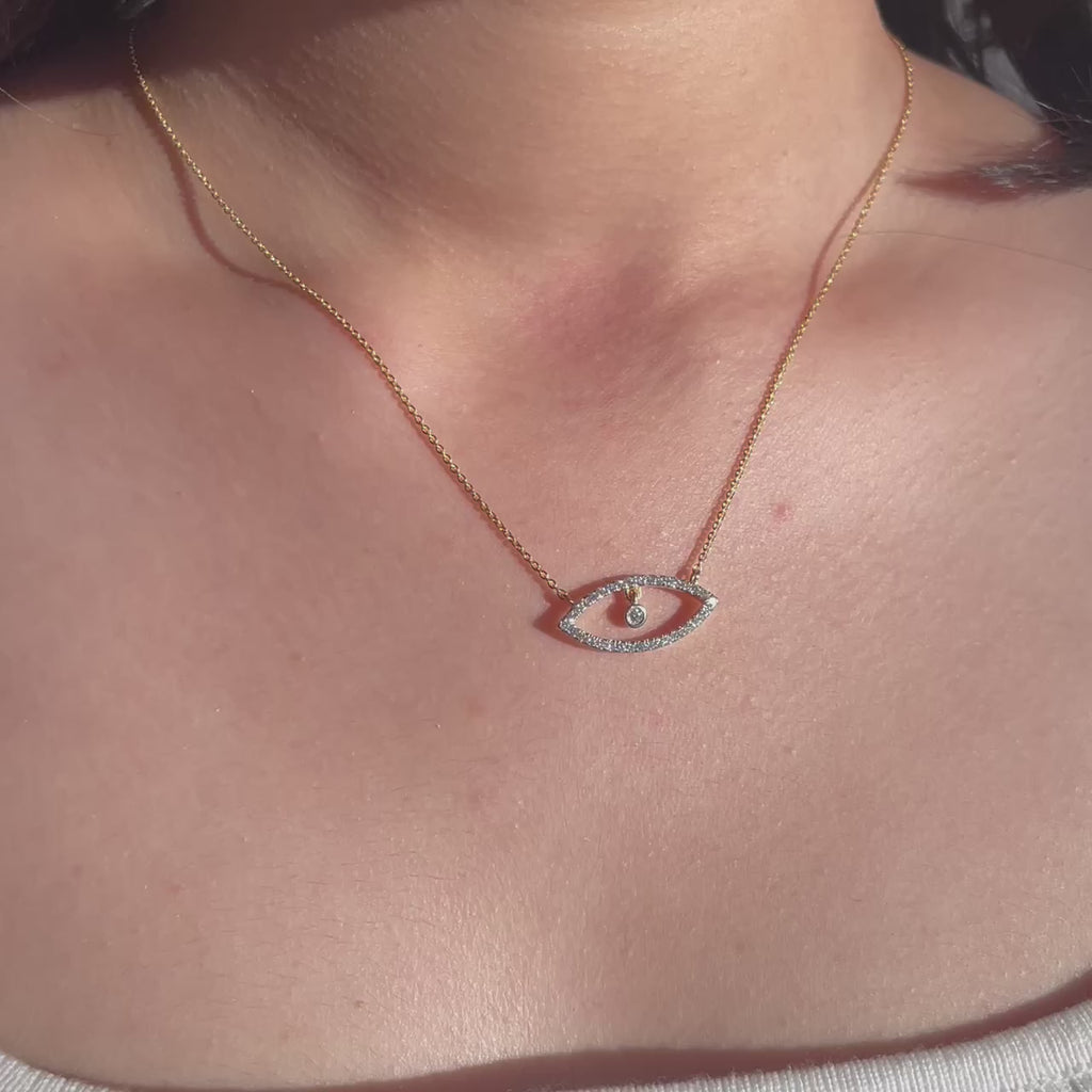 0.5 TCW Round Lab Grown Diamond Evil Eye Necklace