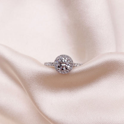 0.30 CT Round Halo & Pave Lab Grown Diamond Engagement Ring