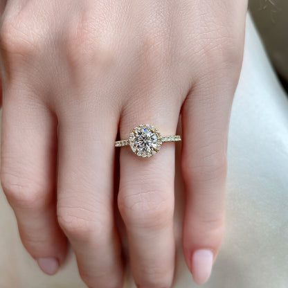 0.30 CT Round Halo & Pave Lab Grown Diamond Engagement Ring