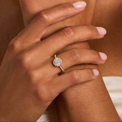 0.30 CT Round Halo & Pave Lab Grown Diamond Engagement Ring