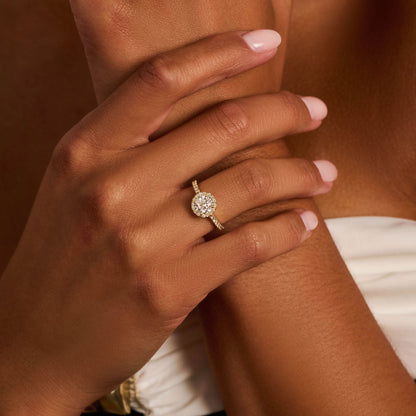 0.30 CT Round Halo & Pave Lab Grown Diamond Engagement Ring