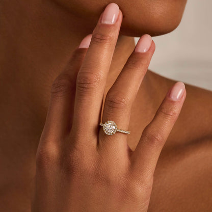 0.30 CT Round Halo & Pave Lab Grown Diamond Engagement Ring