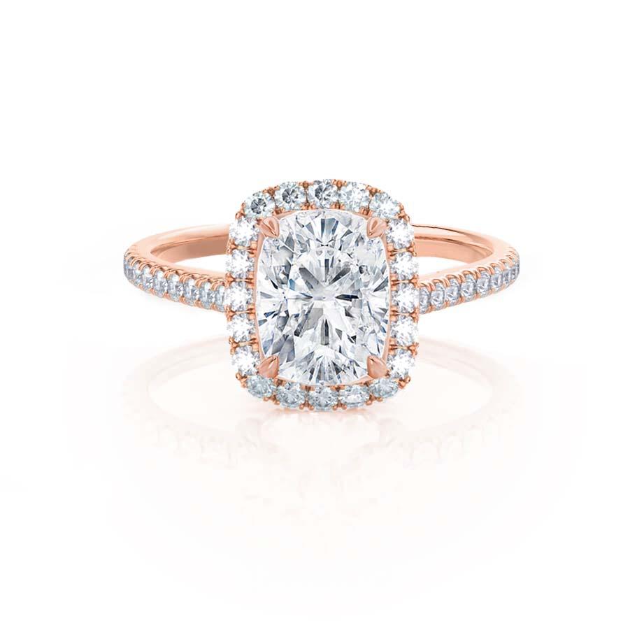 2.3 CT Elongated Cushion Halo & Pave Lab Grown Diamond Engagement Ring