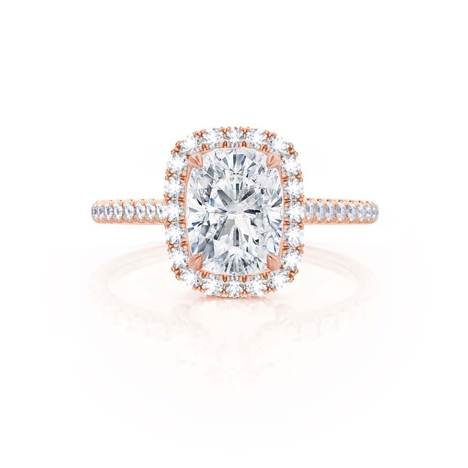 2.3 CT Elongated Cushion Halo & Pave Lab Grown Diamond Engagement Ring
