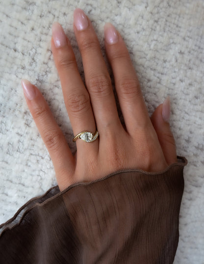 1.5 CT Pear Cut Lab Grown Diamond Pavé Unique Setting Engagement Ring