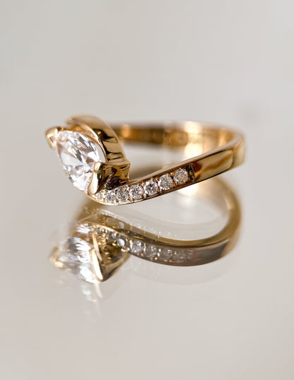 1.5 CT Pear Cut Lab Grown Diamond Pavé Unique Setting Engagement Ring