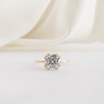 1.50 CT Cushion Hidden Halo Lab Grown Diamond Engagement Ring
