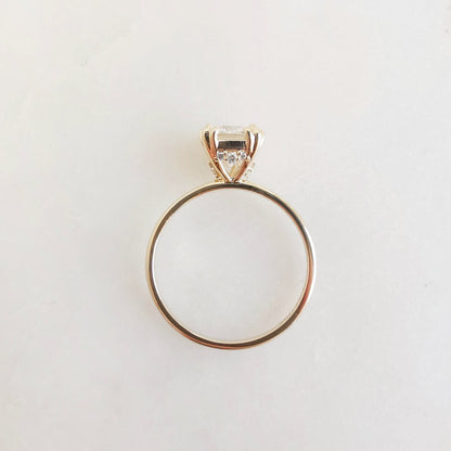 1.50 CT Cushion Hidden Halo Lab Grown Diamond Engagement Ring