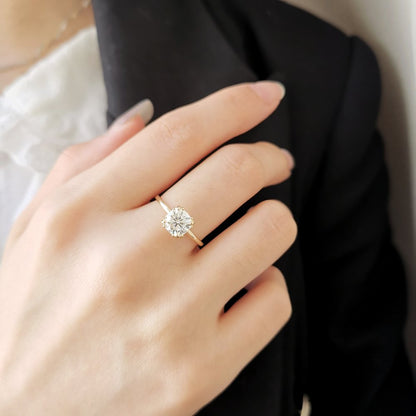 1.50 CT Cushion Hidden Halo Lab Grown Diamond Engagement Ring