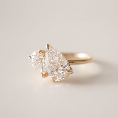 1.5 TCW Pear Two Stone Lab Grown Diamond Engagement Ring