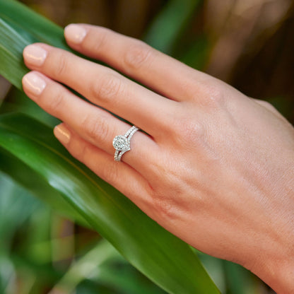 0.30 CT Round Halo & Pave Lab Grown Diamond Engagement Ring