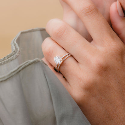 0.50 CT Oval Halo & Pave Lab Grown Diamond Engagement Ring