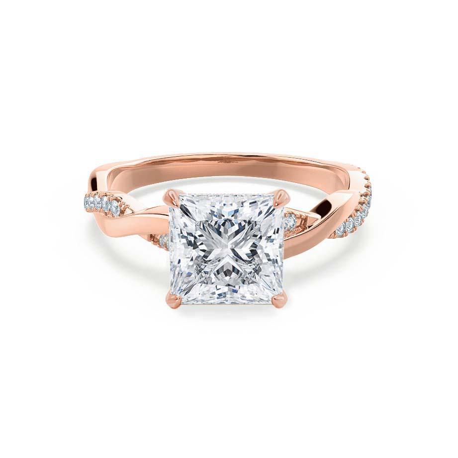 1.92 CT Princess Twisted Pave Lab Grown Diamond Engagement Ring