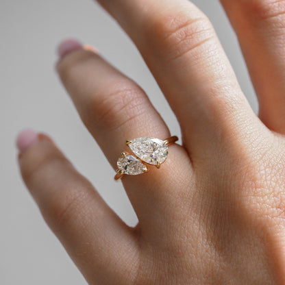 1.5 TCW Pear Two Stone Lab Grown Diamond Engagement Ring