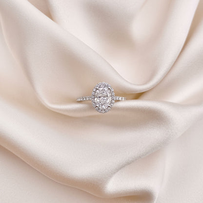 0.50 CT Oval Halo & Pave Lab Grown Diamond Engagement Ring