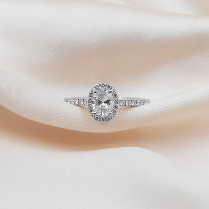 0.50 CT Oval Halo & Pave Lab Grown Diamond Engagement Ring