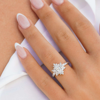 0.5 CT Marquise Cluster Lab Grown Diamond Engagement Ring