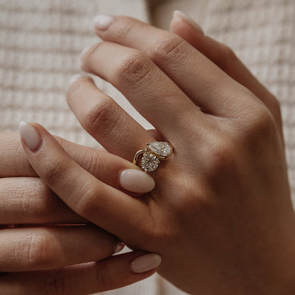 1.05 CT Pear Toi Et Moi Lab-Grown Diamond Engagement Ring
