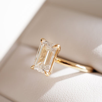 1.5 CT Emerald Solitaire Lab Grown Diamond Engagement Ring