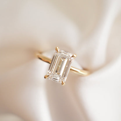 1.5 CT Emerald Solitaire Lab Grown Diamond Engagement Ring