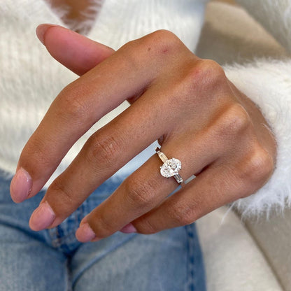 1 CT Oval Three Stone Lab Grown Diamond Engagement Ring