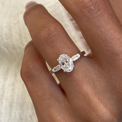 1 CT Oval Three Stone Lab Grown Diamond Engagement Ring