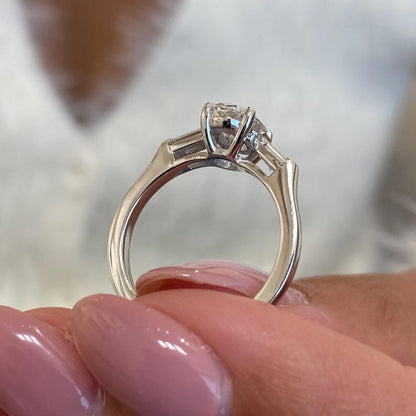 1 CT Oval Three Stone Lab Grown Diamond Engagement Ring