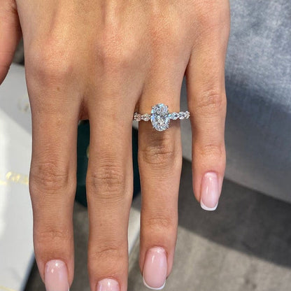 1.75 CT Oval Pave Lab Grown Diamond Engagement Ring