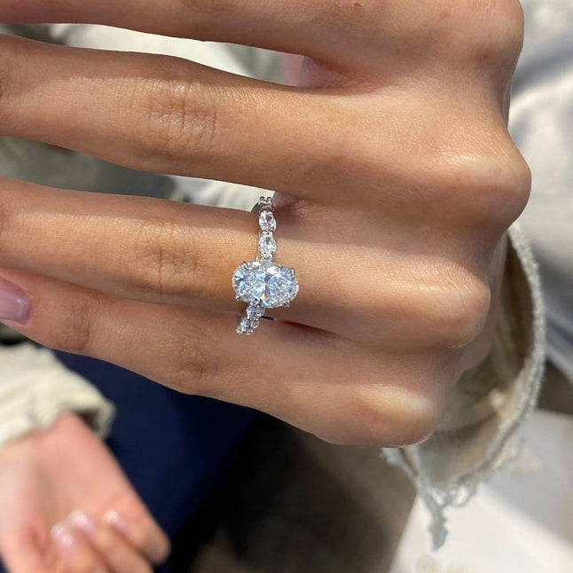 1.75 CT Oval Pave Lab Grown Diamond Engagement Ring