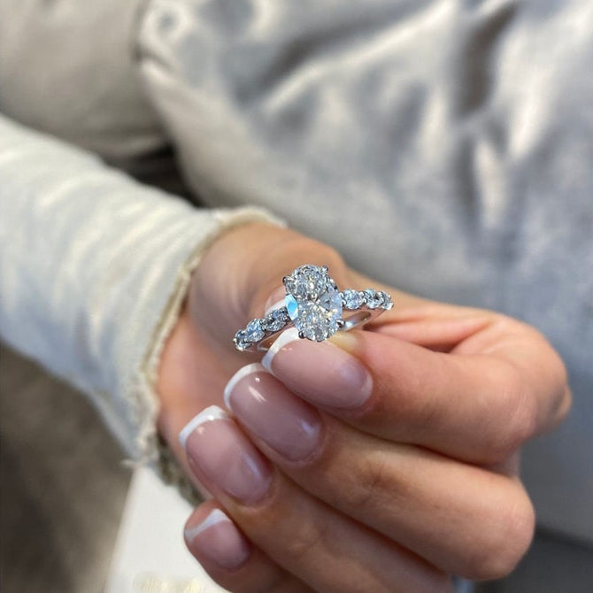 1.75 CT Oval Pave Lab Grown Diamond Engagement Ring