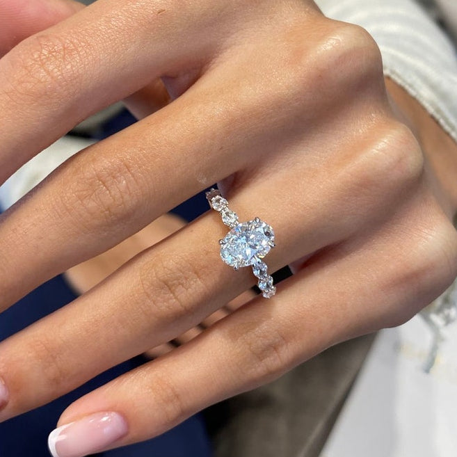 1.75 CT Oval Pave Lab Grown Diamond Engagement Ring