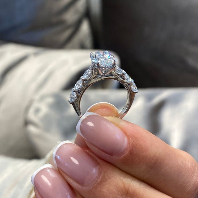 1.75 CT Oval Pave Lab Grown Diamond Engagement Ring