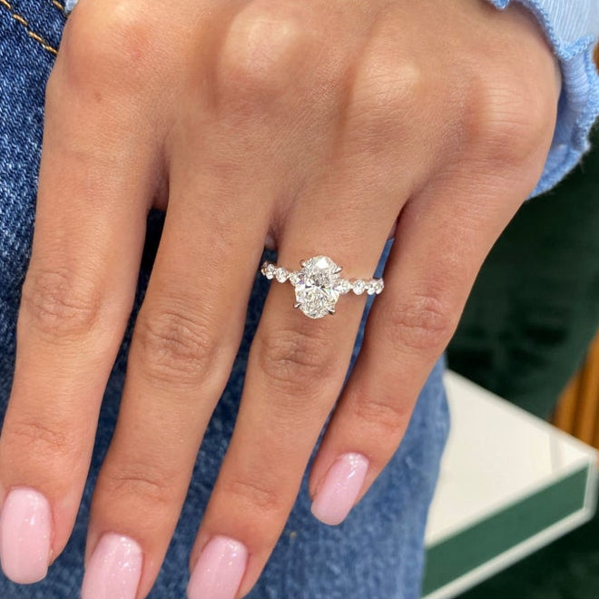 1.75 CT Oval Pave Lab Grown Diamond Engagement Ring