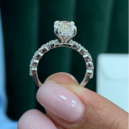 1.75 CT Oval Pave Lab Grown Diamond Engagement Ring