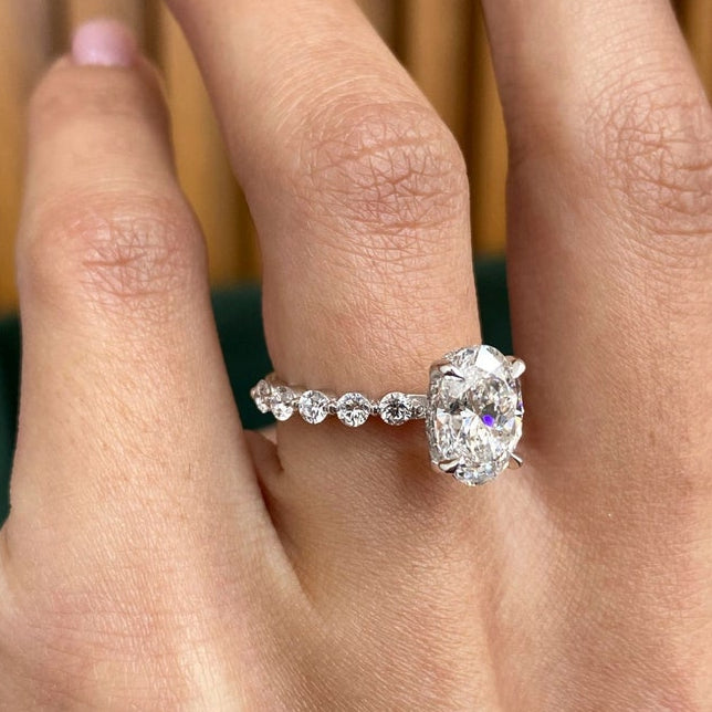 1.75 CT Oval Pave Lab Grown Diamond Engagement Ring