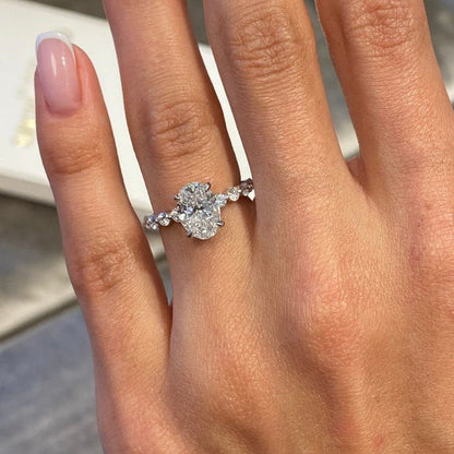 1.75 CT Oval Pave Lab Grown Diamond Engagement Ring