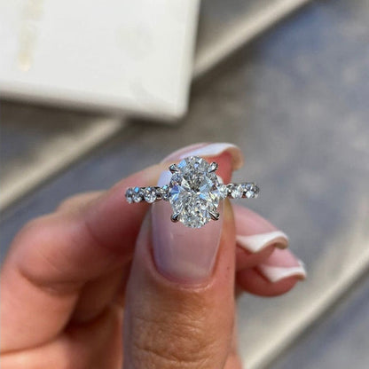 1.75 CT Oval Pave Lab Grown Diamond Engagement Ring