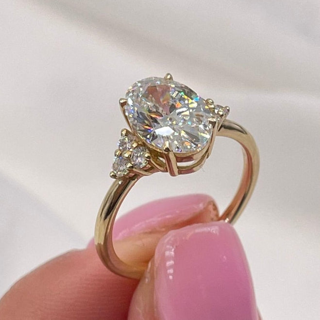 2.5 CT Oval Cluster Lab Grown Diamond Engagement Ring