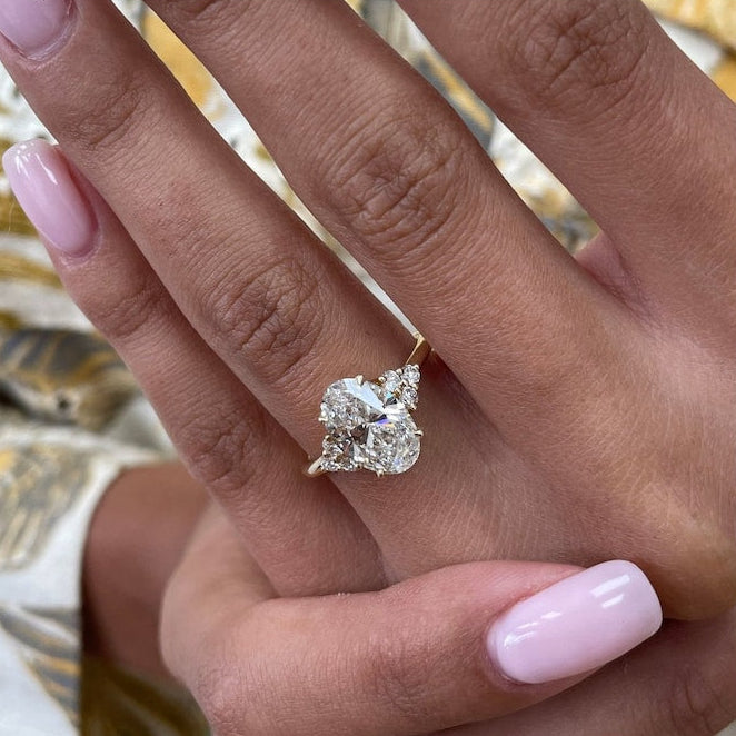 2.5 CT Oval Cluster Lab Grown Diamond Engagement Ring