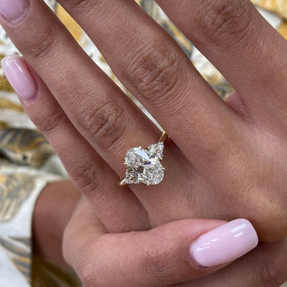 2.5 CT Oval Cluster Lab Grown Diamond Engagement Ring