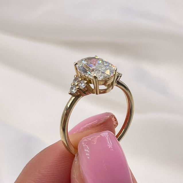 2.5 CT Oval Cluster Lab Grown Diamond Engagement Ring