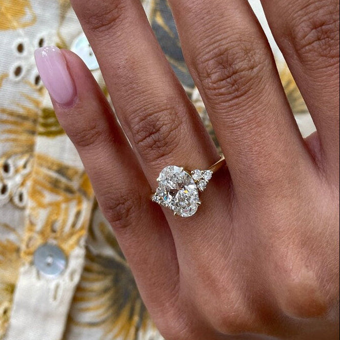 2.5 CT Oval Cluster Lab Grown Diamond Engagement Ring