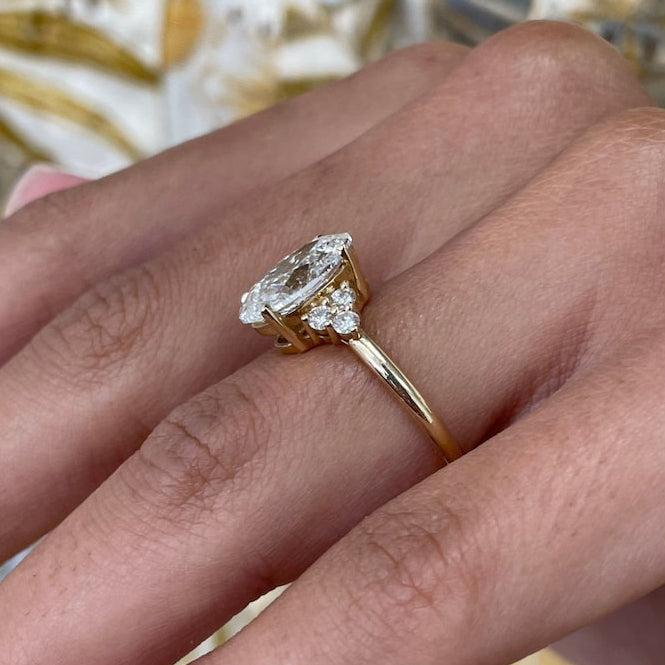 2.5 CT Oval Cluster Lab Grown Diamond Engagement Ring