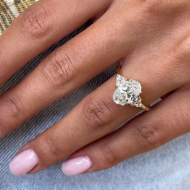 2.5 CT Oval Cluster Lab Grown Diamond Engagement Ring